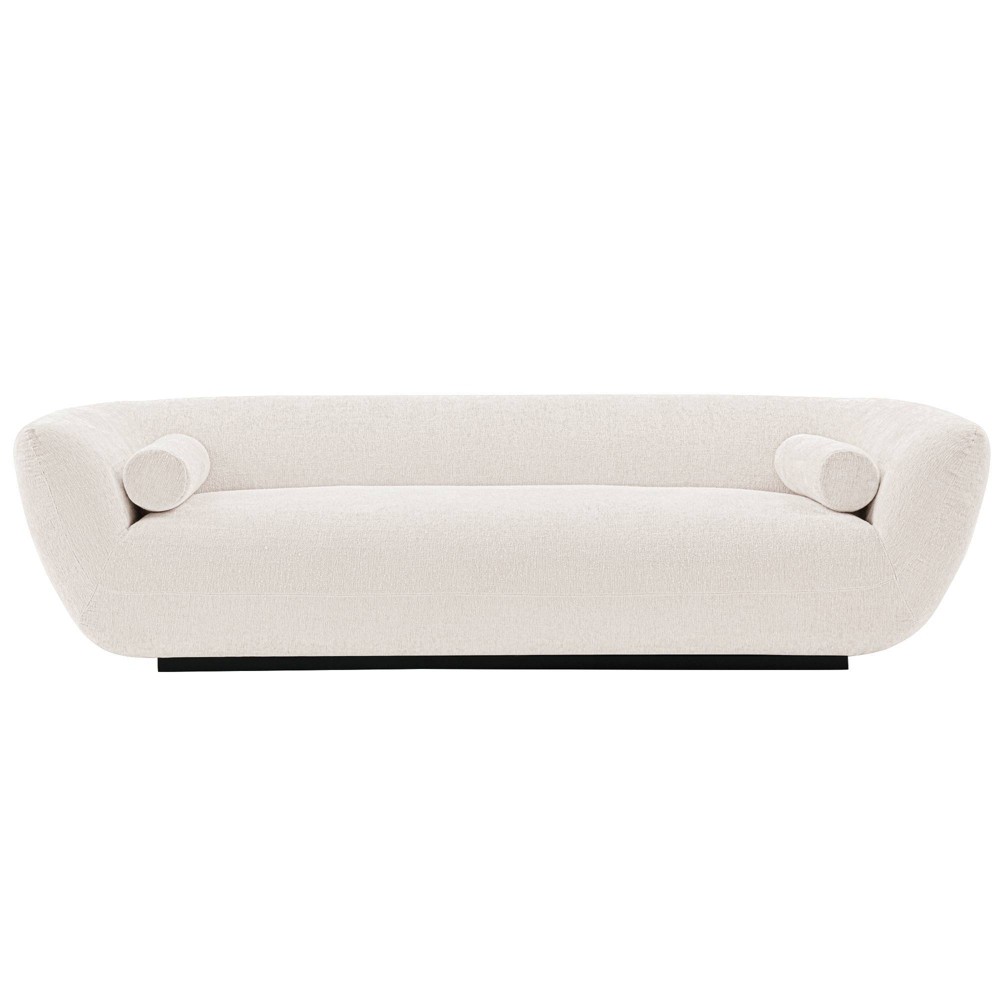 Photos - Sofa Manhattan Comfort 96.46" Ulka Contemporary Boucle Upholstered  with Pillows Cream: Metal Legs, Foam Fill, No Assembly Re