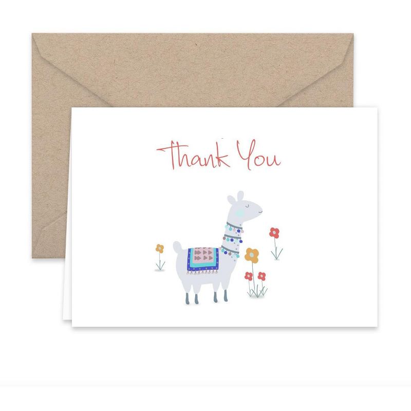 Paper Frenzy Llama Thank You Note Cards & Kraft Envelopes -- 25 pack, 2 of 7