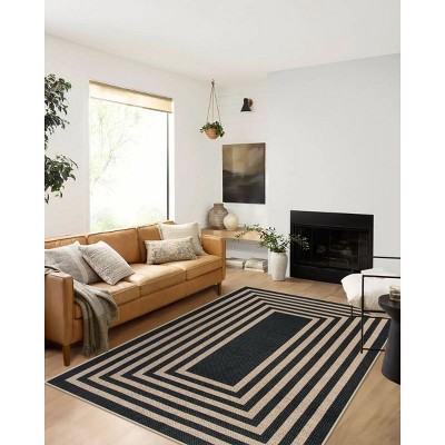 Lahome Rectangle Back to College Series Geometric Frame Machine Washable Outdoor Area Rug-Durable Carpet for Patio, Deck, or Garden