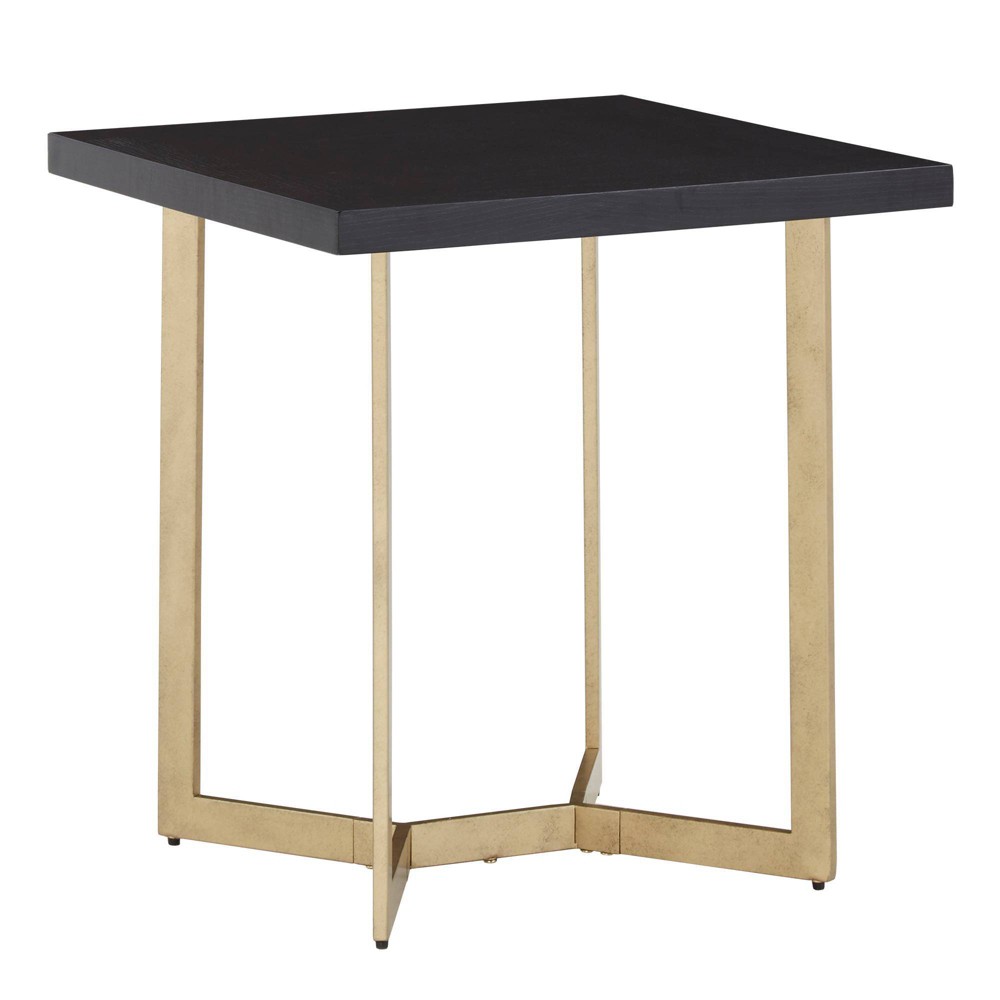Photos - Coffee Table Karianne Black and Gold Metal Base End Table Black/Gold - Inspire Q