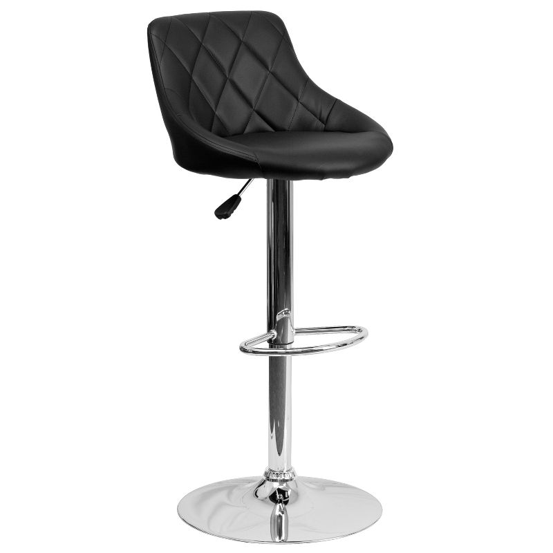 Flash Furniture Contemporary Vinyl Bucket Seat Adjustable Height Barstool with Diamond Pattern Back and Chrome Base, 1 of 11