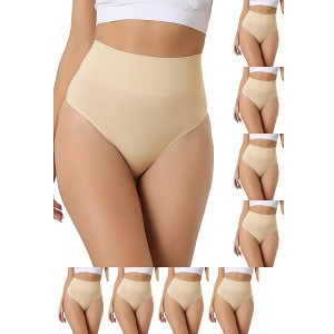 INSPIRE CHIC Women's High-Waisted Invisible Stretchy Comfortable Thongs 9 Packs - 1 of 4
