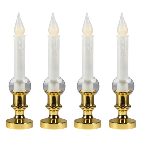 Northlight 8.5" Pre-Lit White and Gold LED Flickering Window Christmas Candle Lamp - Set of 4 - image 1 of 4