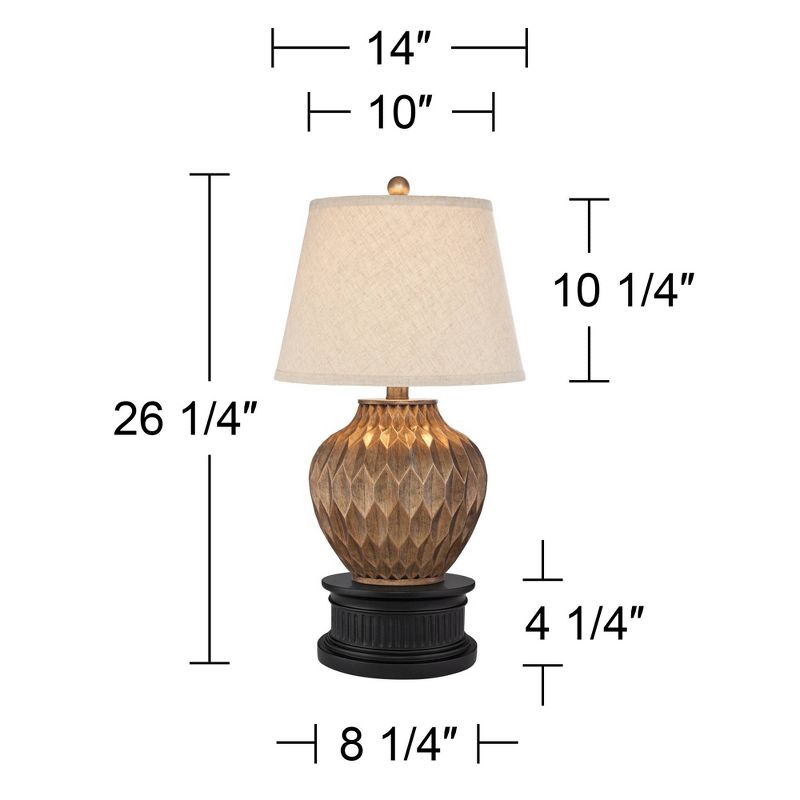 360 Lighting Buckhead Modern Table Lamp with Black Round Riser 26 1/4" High Warm Bronze Tapered Drum Shade for Bedroom Living Room Bedside Nightstand, 4 of 6