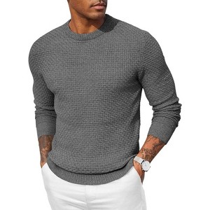 COOFANDY Men Dress Crewneck Sweater Pullover Knit Long Sleeve Casual Slim Fit Sweater - 1 of 4