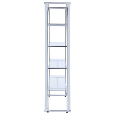 72 Inch Chrome and Glass 4-Tier Contemporary Bookcase