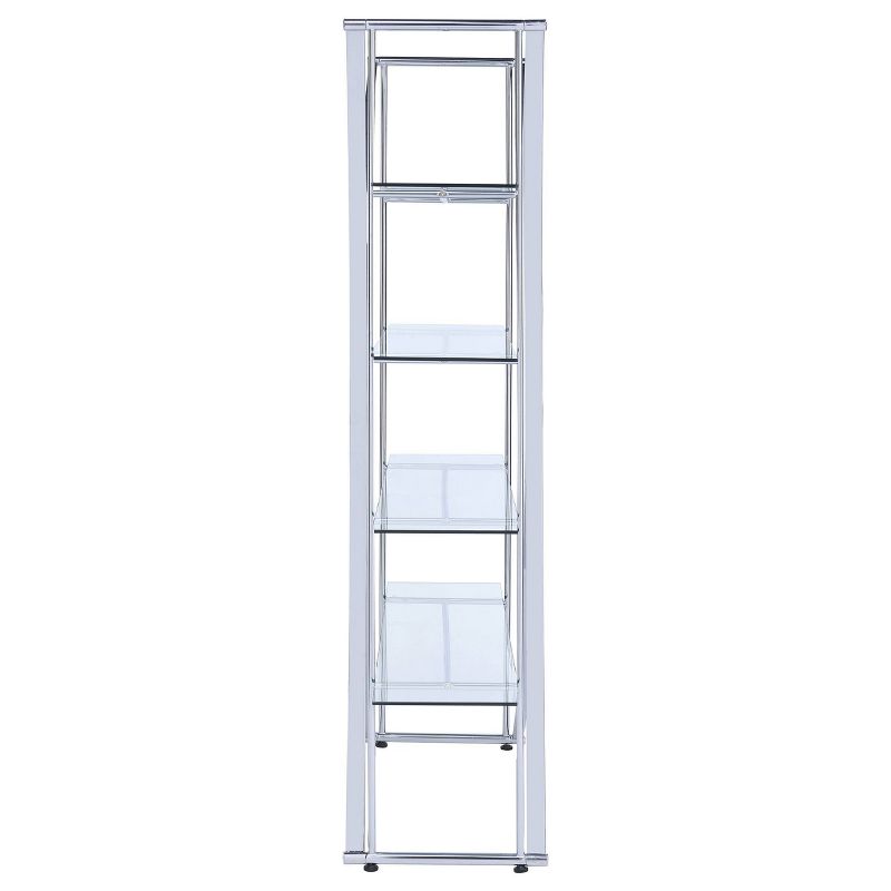 72.5&#34; Contemporary 4 Shelf Bookcase with Glass Shelves Chrome - Coaster, 6 of 8