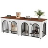 71" Dog Crate Furniture - Dual Kennel with Divider, Wooden Dog House & TV Stand for Large Dogs - 2 of 4