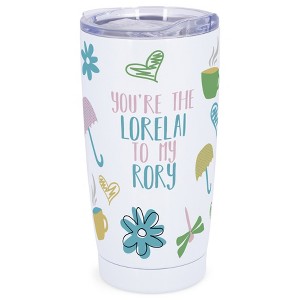 Elanze Designs 20 oz Stainless Steel On the Go Insulated Travel Tumbler With Push Top Lid, Rory To My Lorelai White - 1 of 4