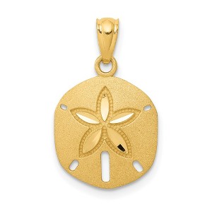 Black Bow Jewelry 14k Yellow Gold Satin & Diamond-Cut Sand Dollar Pendant - 1 of 4