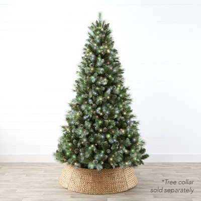 4.5ft Frosted Pine Pre-Lit Christmas Tree with Multicolor LED Lights