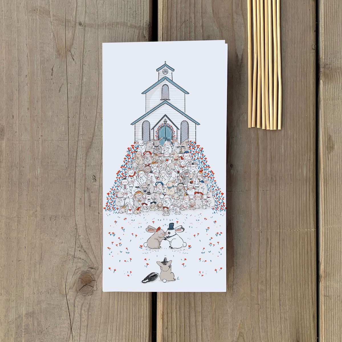 2ct Bunnies Wedding Picture Long Greeting Card Pack by Ramus & Co - thumbnail 2