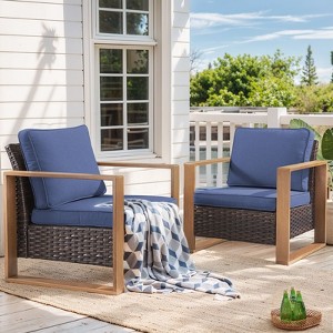 Gymojoy 2 Pieces Outdoor Patio Chair Dining Chair with Cushion High Back Chair - 1 of 4