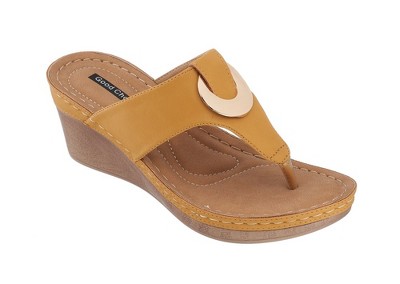 Gc Shoes Dafni Yellow 10 Embellished Two-tone Comfort Slide Wedge