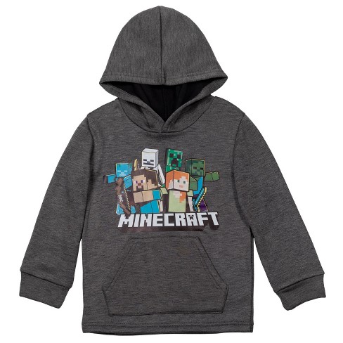 Minecraft Mobs Alex Steve Big Boys Fleece Pullover Hoodie Gray 18