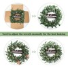 Summer Wreaths for Front Door, 20 inch Green Eucalyptus Wreaths with White Berries and Welcome Sign - 3 of 4