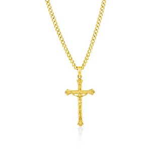 Metallo Stainless Steel, Cross Neckalce - Gold Plated - Gold - 24 Inch - 1 of 3