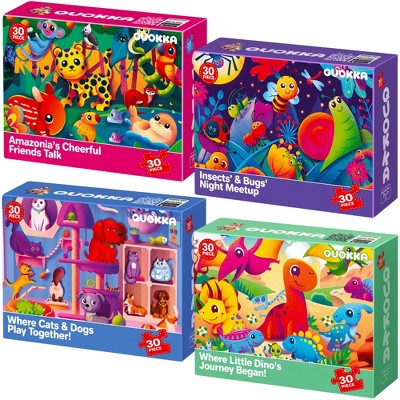 QUOKKA 30 Pieces Puzzles for Kids 3 4 5 - 4x Toddler Puzzle Set, Educational Toys for Boy and Girl