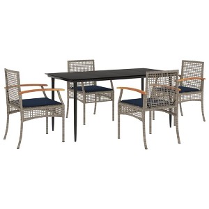 vidaXL Patio Dining Set Set of 4 Gray, Navy Blue, Black - 1 of 4