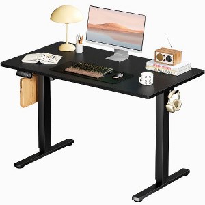 CAVINAS Height-Adjustable Office Desk, Ergonomic Standing Desk with T-Shaped Metal Bracket, Modern Computer Desk for Home Office/Gaming/Study - 1 of 4