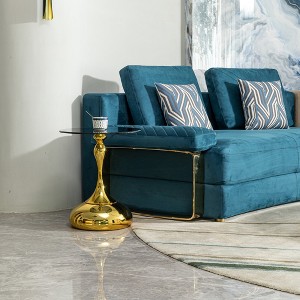 Small Carbon Steel Coffee Table with Grey Tempered Glass and Minimalist Design for Living Room - 1 of 4