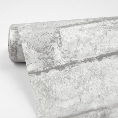 White Textured Brick Peel and Stick Wallpaper Roll