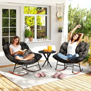Outsunny Outdoor Rocking Chair Set of 2, Oversized Rocking Papasan Chairs with Cushions - 1 of 4