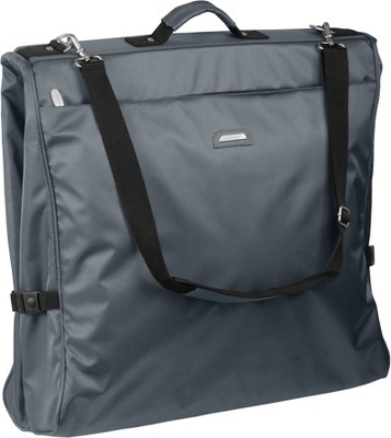WallyBags 45" Premium Framed Garment Bag with shoulder strap and multiple pockets in Grey