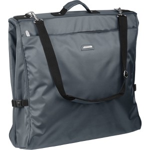 WallyBags 45" Premium Framed Garment Bag with shoulder strap and multiple pockets in Grey - 1 of 4