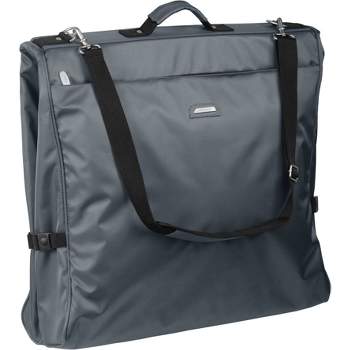 WallyBags 45" Premium Framed Garment Bag with shoulder strap and multiple pockets in Grey
