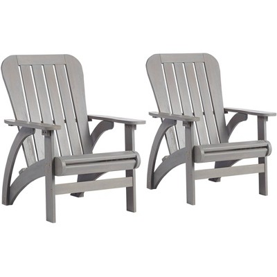 Teal Island Designs Dylan Gray Wash Wood Porch or Patio Adirondack Chairs Set of 2