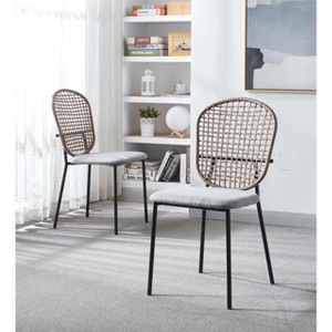 Gulches Sennit Dining & Coffee Chairs Set of 4 - Black and Gray, Comfortable Durable Stylish Chairs for Home Dining & Coffee Spaces - 1 of 4