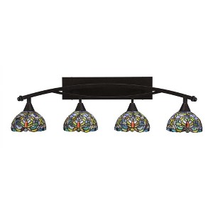 Toltec Lighting Bow 4 - Light Vanity in  Bronze with 7'' Kaleidoscope Art Glass Shade - 1 of 1