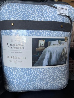 Traditional Floral Printed Cotton Comforter & Sham Set Blue - Threshold ...