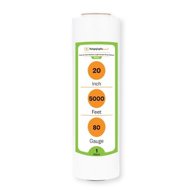 PSBM 1 Roll Opaque White Machine Length Hand Stretch Wrap, 20 in. x 5000 Ft. x 80 Ga