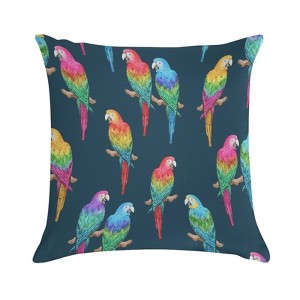 Rainbow Macaws On Navy Pillow Covers 18x18 Decorative Throw Pillows Soft Square Cushion Covers for Couch Sofa Bedroom - 1 of 1