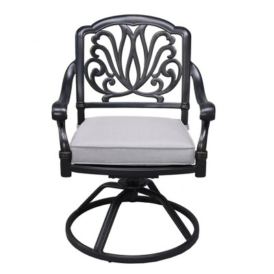 NicBex Set of 2 Outdoor Dining Chair,Modern Patio Dining Chairs with with Cushion,26 inch Aluminum Chairs Suitable for Patio,Garden,Gray White