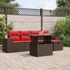 vidaXL Patio Sofa Set with Cushions Sectional Couches 6 Piece Poly Rattan - Brown without storage - 2 of 4