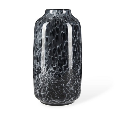 HomeRoots 15" Black Mottled Cylinder Glass Table Vase