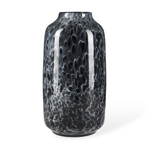 HomeRoots 15" Black Mottled Cylinder Glass Table Vase - 1 of 4