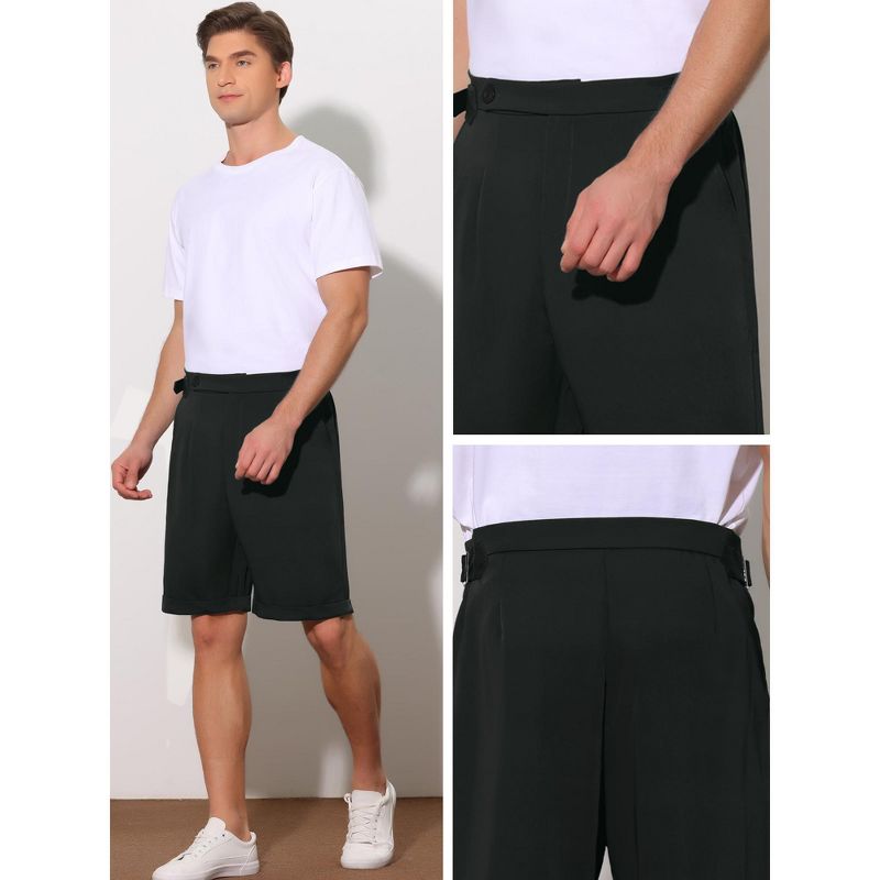 Lars Amadeus Men's Summer Pleated Front Straight Leg Business Dress Chino Shorts, 4 of 5