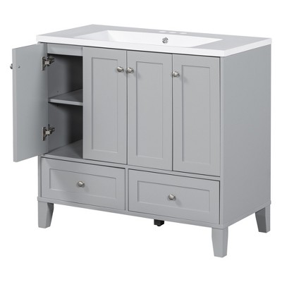 Dexmalle 36''Solid Wood Frame Bathroom Storage Cabinet