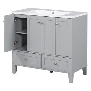 Dexmalle 36''Solid Wood Frame Bathroom Storage Cabinet - 1 of 4