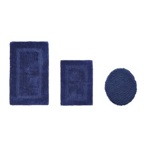Lux Premium 100% Cotton  Ultra-Soft Tufted Solid Reversible 3 Piece Bath Rug Set, Water-Absorbent, Durable, Machine Washable Bathroom Rug - 1 of 4