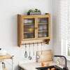 24.8"Glass Door Vintage Double Door Wall Cabinet with Three Tiers of Storage - 3 of 4
