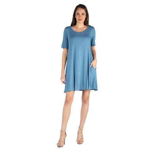 Soft Flare T Shirt Dress With Pocket Detail-blue-s : Target