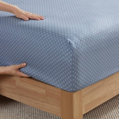 Twin Blue Microfiber Floral Bed in a Bag Set