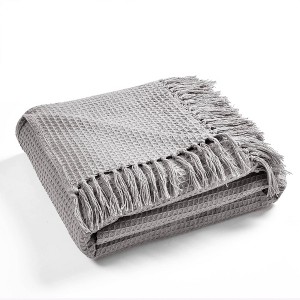 Full Queen Waffle Cotton Knit Throw Blanket - Lush Décor - 1 of 4