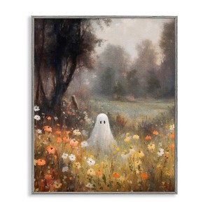 Stupell Industries Ghost in Peaceful Flower Meadow Framed Giclee Art, Gray, 24" x 30" - 1 of 4