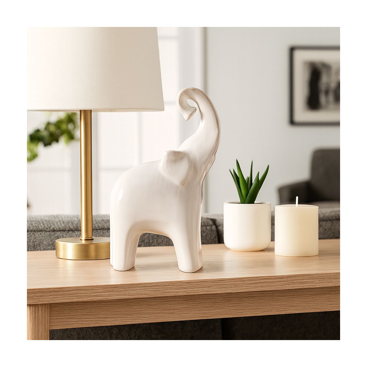 Sagebrook Home 11" Ceramic Elephant Sculpture - Contemporary Elephant Statue for Home or Office Decor - thumbnail 2